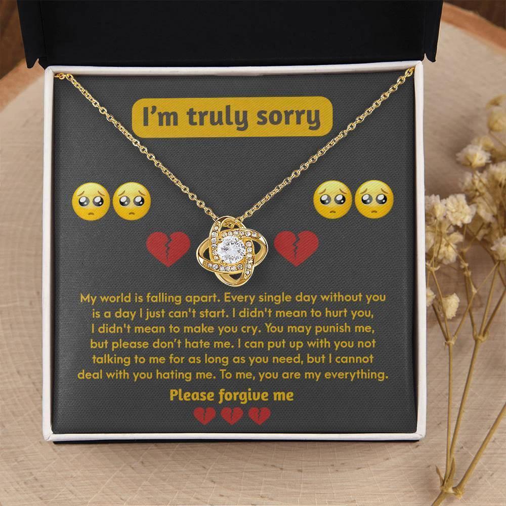 Apology Gift for Girlfriend, Wife, Soulmate - Sorry, Make You Cry - Love Knot Pendant Necklace