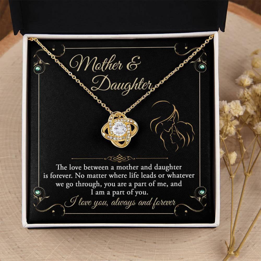 Mother and Daughter- You are a Part Of Me and I am a Part of You Love Knot Necklace