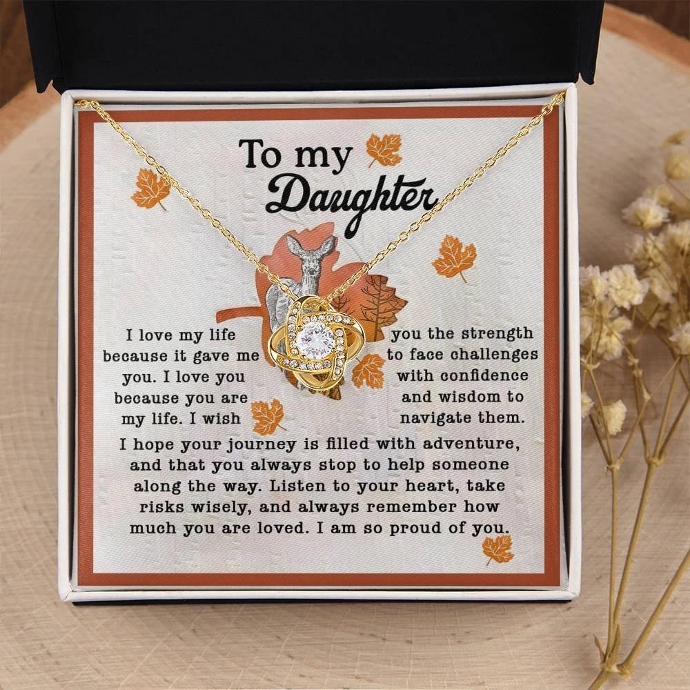 Gift for Daughter - Life Gave Me You - Love Knot Pendant Necklace