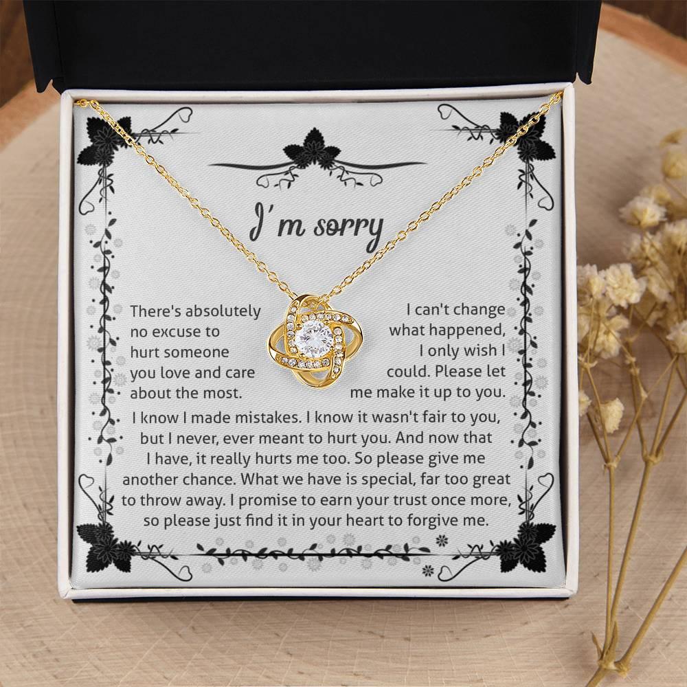 Apology - I'm Sorry, No Excuse, Another Chance - Love Knot Pendant Necklace - Mallard Moon Gift Shop