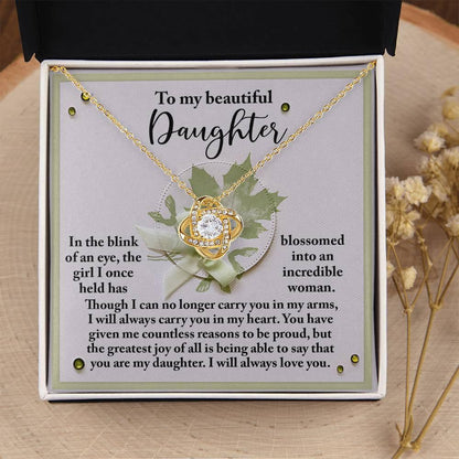 Gift for Daughter - Incredible Woman - Love Knot Pendant Necklace - Mallard Moon Gift Shop