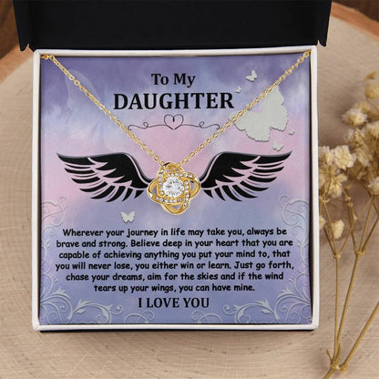 Daughter Gift for Birthday, Christmas, Graduation - Brave And Strong - Love Knot Pendant Necklace - Mallard Moon Gift Shop