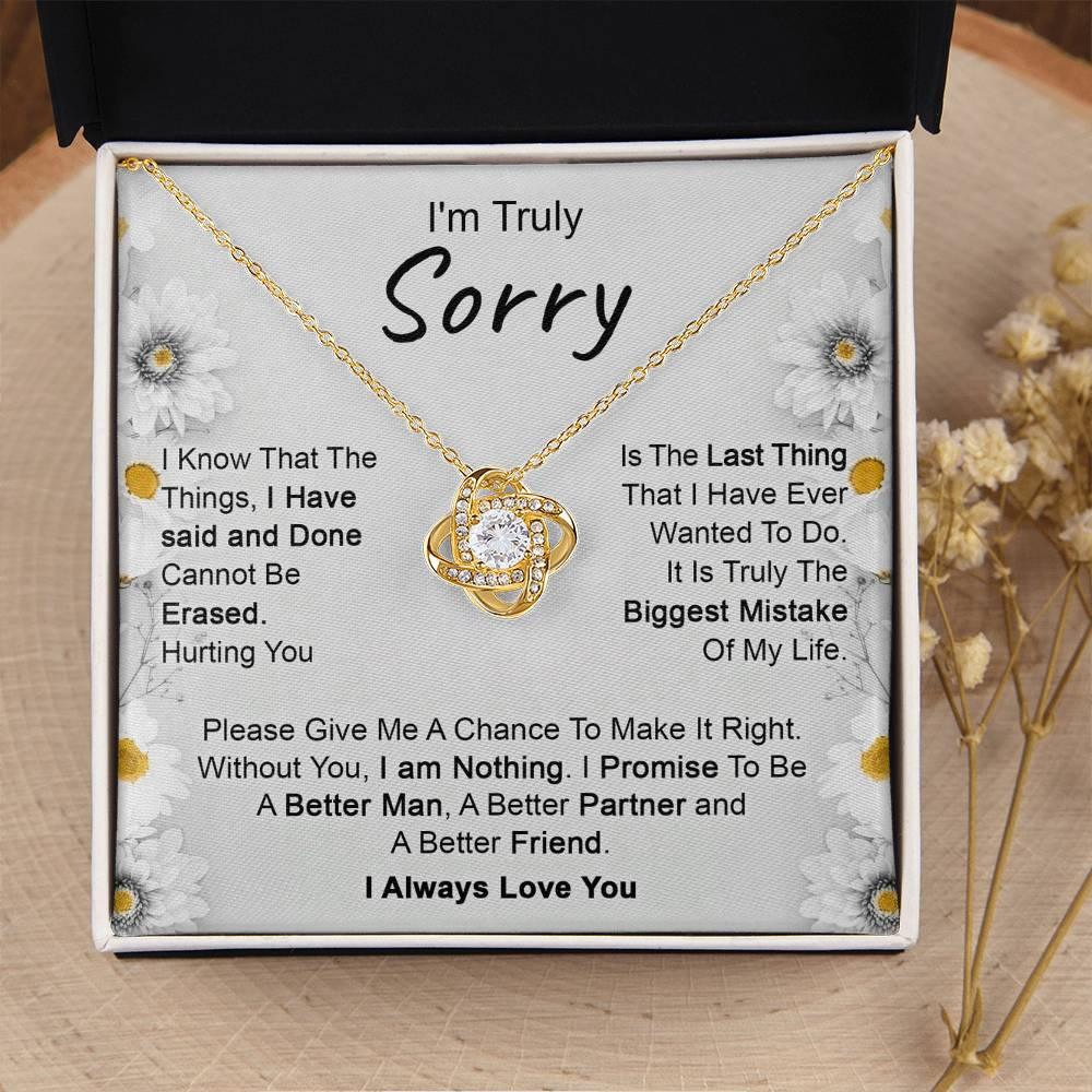 Apology Gift for Girlfriend, Wife, Soulmate - I’m Truly Sorry - Love Knot Pendant Necklace - Mallard Moon Gift Shop