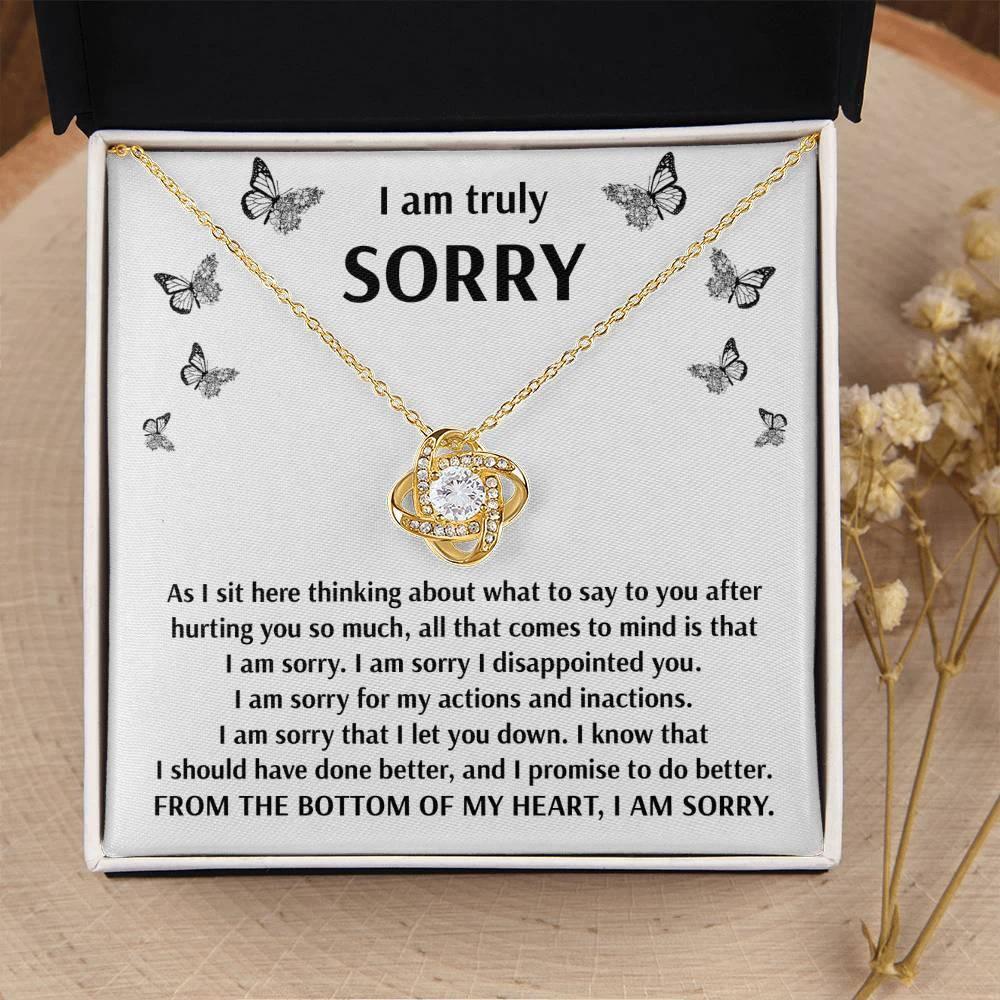 Apology Gift for Girlfriend, Wife, Soulmate - Sorry, Done Better - Love Knot Pendant Necklace