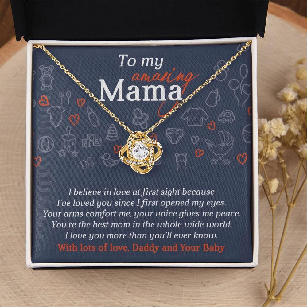 Mom To Be-At First Sight To My Mom - Love Knot Necklace