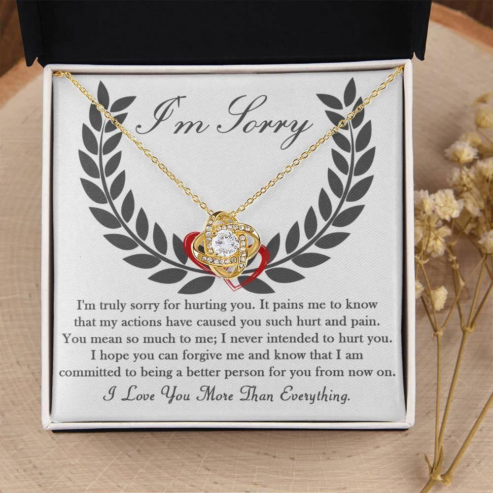 Apology Gift for Girlfriend, Wife, Soulmate - Sorry, From Now On - Love Knot Pendant Necklace