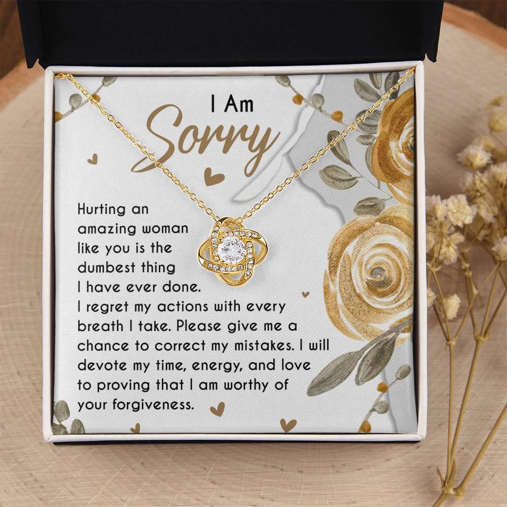 Apology Gift for Girlfriend, Wife, Soulmate - Sorry, Amazing Woman - Love Knot Pendant Necklace - Mallard Moon Gift Shop