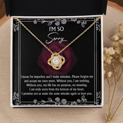 Apology Gift for Girlfriend, Wife, Soulmate - Sorry, I Am Nothing - Love Knot Pendant Necklace - Mallard Moon Gift Shop