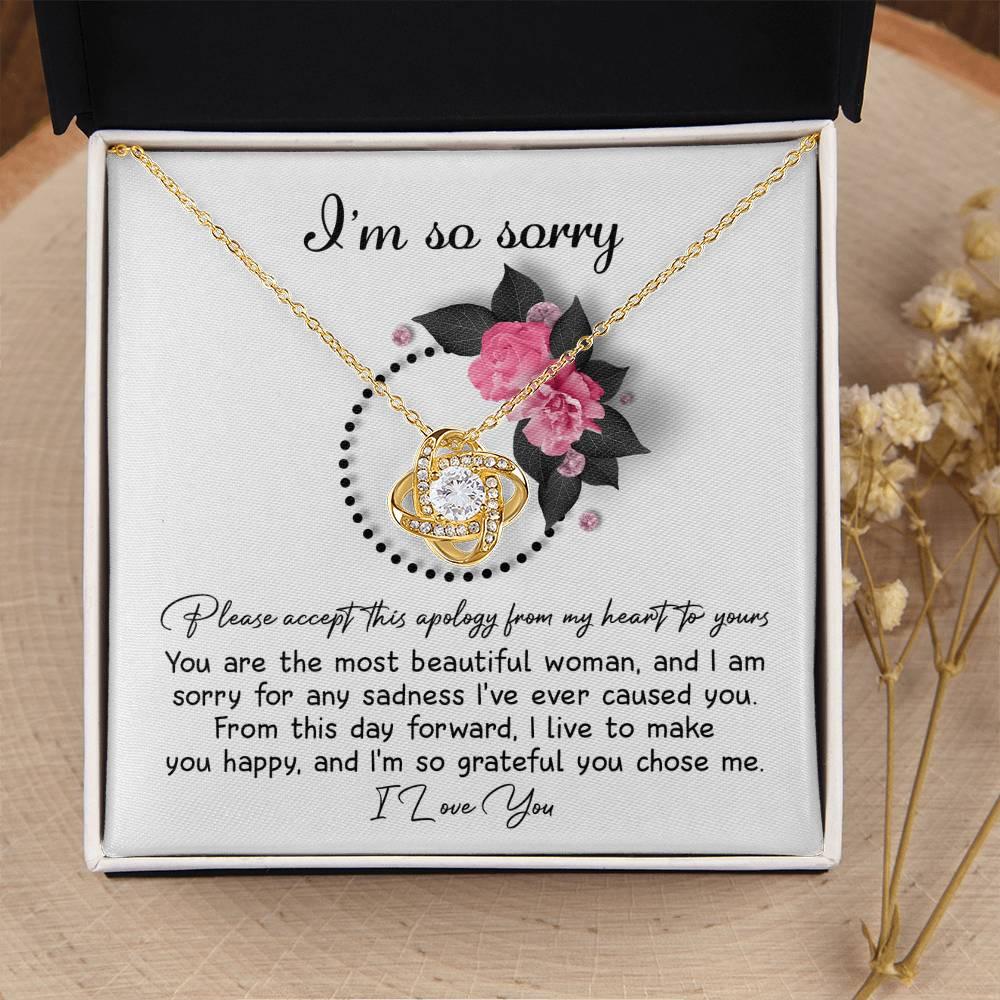 Apology Gift for Girlfriend, Wife, Soulmate - Sorry, Make You Happy - Love Knot Pendant Necklace - Mallard Moon Gift Shop