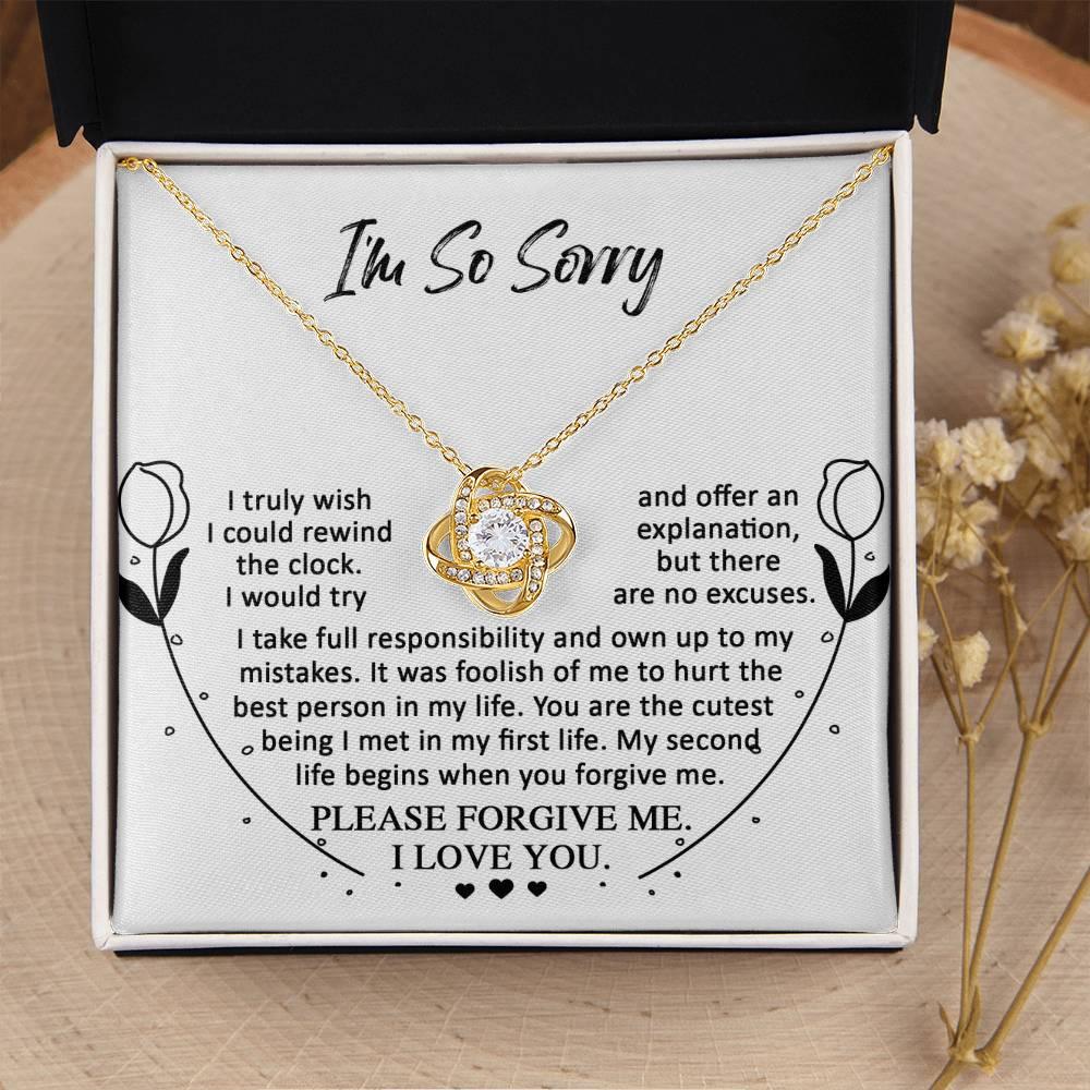 Apology Gift for Girlfriend, Wife, Soulmate - Sorry, My First Life - Love Knot Pendant Necklace - Mallard Moon Gift Shop
