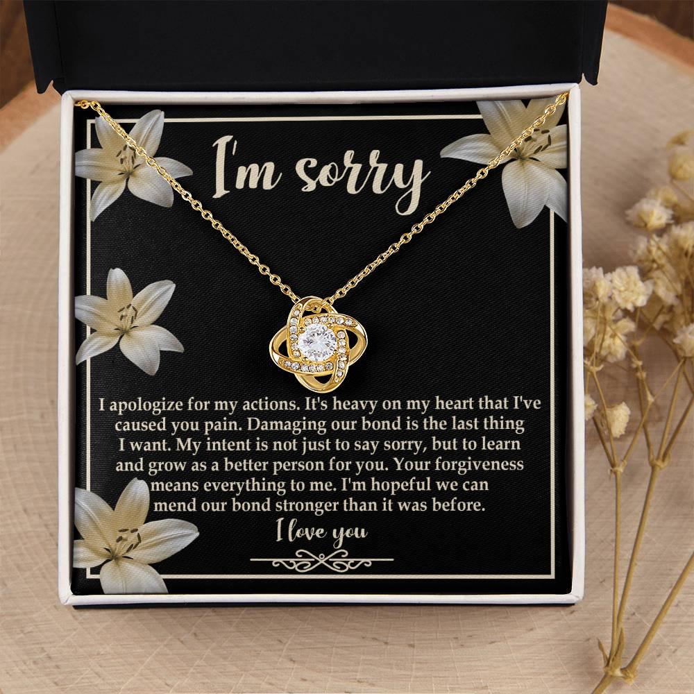 Apology Gift for Girlfriend, Wife, Soulmate - Sorry, The Last Thing - Love Knot Pendant Necklace - Mallard Moon Gift Shop
