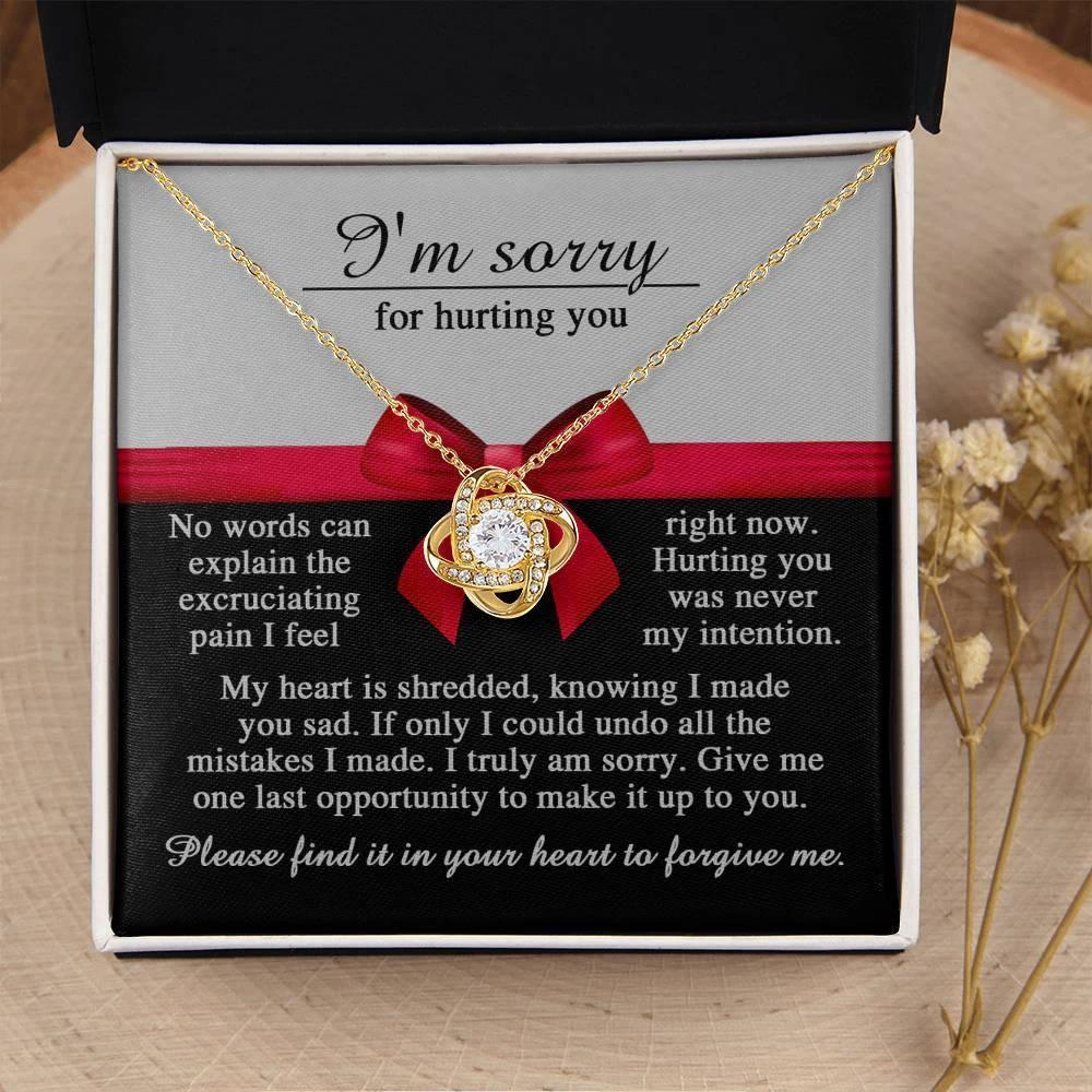Apology Gift for Girlfriend, Wife, Soulmate - Sorry, Made You Sad - Love Knot Pendant Necklace