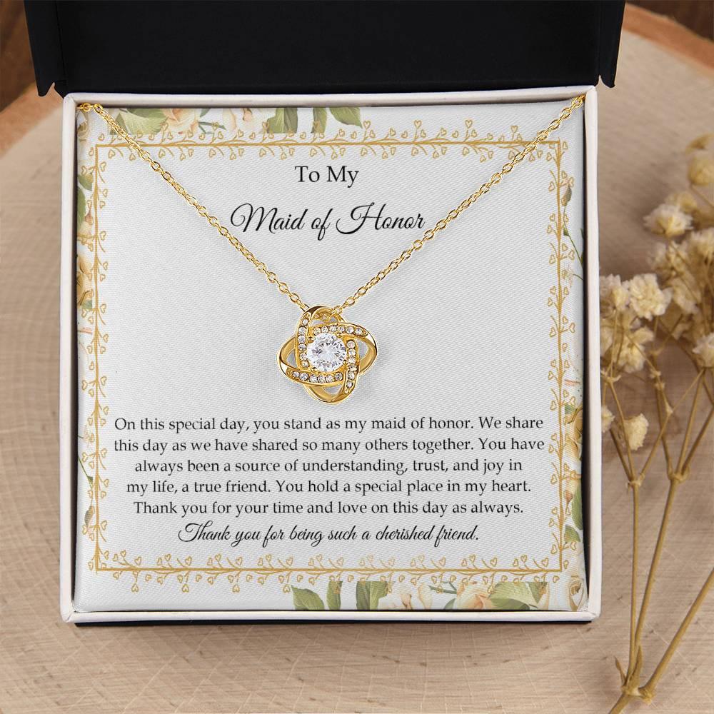 Maid of Honor Wedding Day Gift - Share This Day - Love Knot Pendant Necklace - Mallard Moon Gift Shop