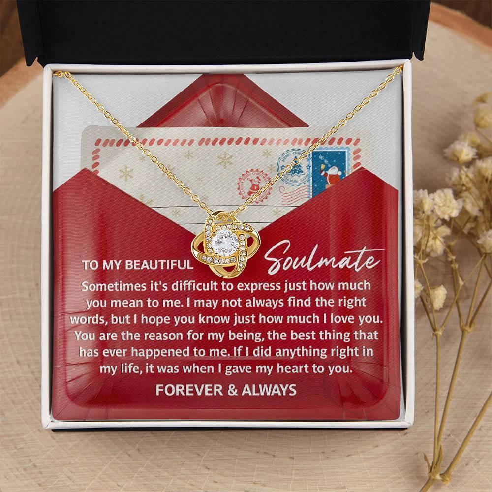 Soulmate Love Knot Necklace – “Forever & Always” Letter-Inspired Romantic Gift for Her