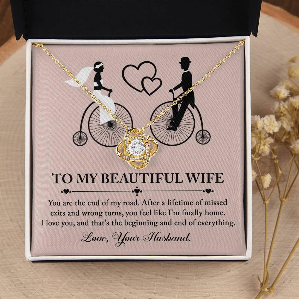 Wife Wedding Day Gift - I'm Finally Home Love Knot Pendant Necklace - Mallard Moon Gift Shop