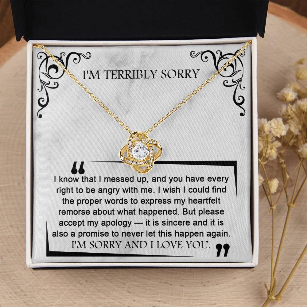 Apology Gift for Girlfriend, Wife, Soulmate - Sorry, Angry With Me - Love Knot Pendant Necklace
