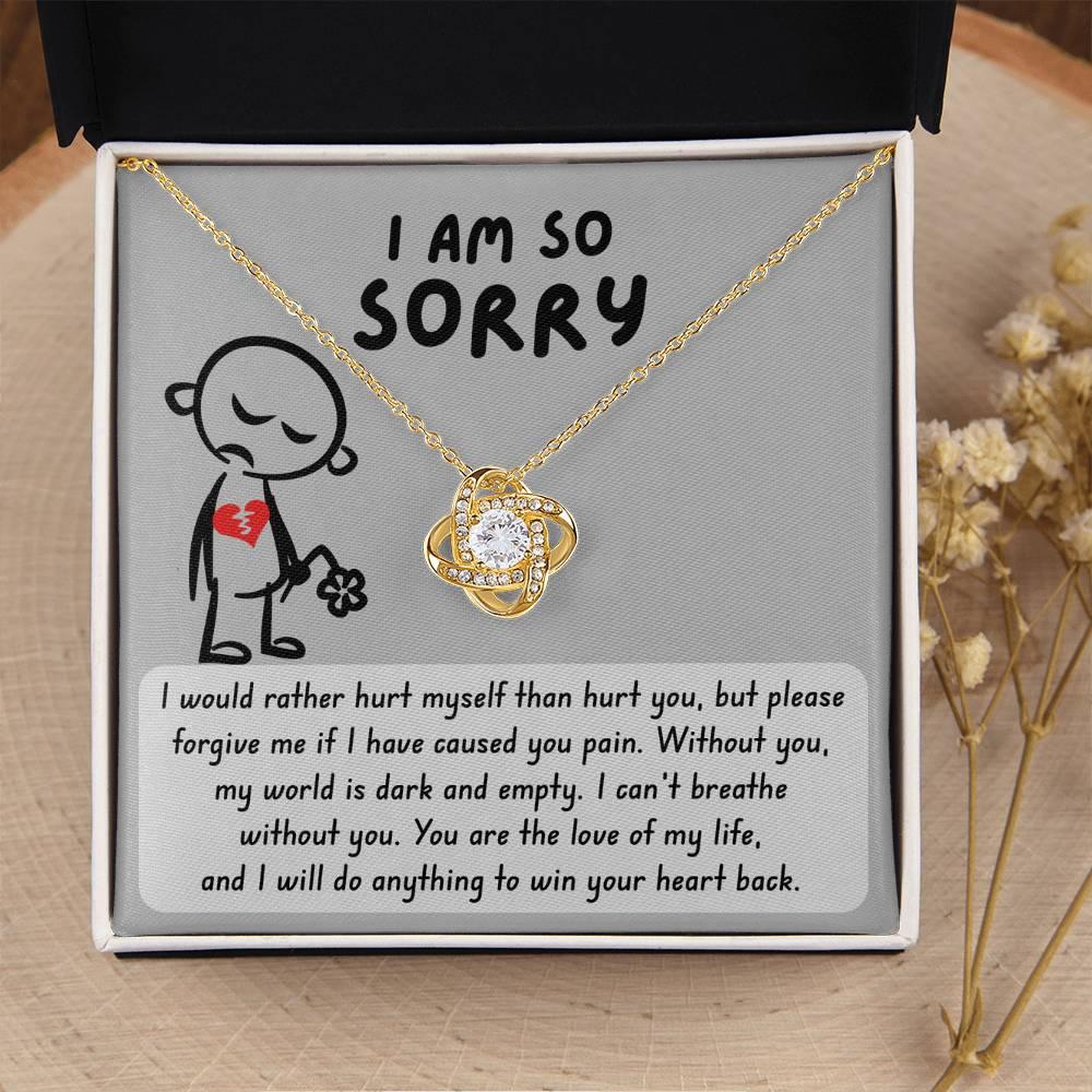 Apology Gift for Girlfriend, Wife, Soulmate - Sorry, Dark And Empty - Love Knot Pendant Necklace - Mallard Moon Gift Shop