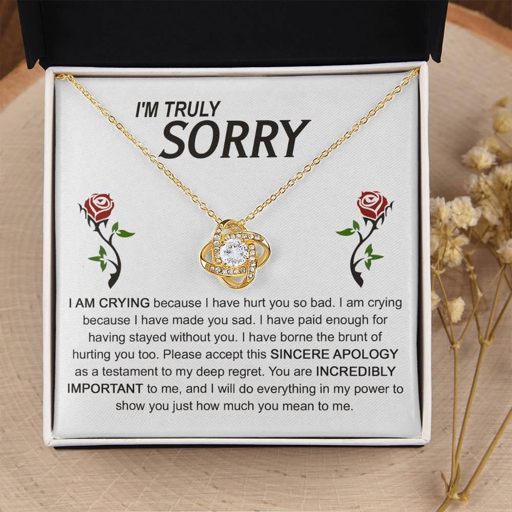 Apology Gift for Girlfriend, Wife, Soulmate - Sorry, Made You Sad - Love Knot Pendant Necklace - Mallard Moon Gift Shop