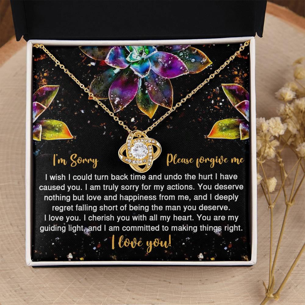Apology Gift for Girlfriend, Wife, Soulmate - Sorry, All My Heart - Love Knot Pendant Necklace - Mallard Moon Gift Shop