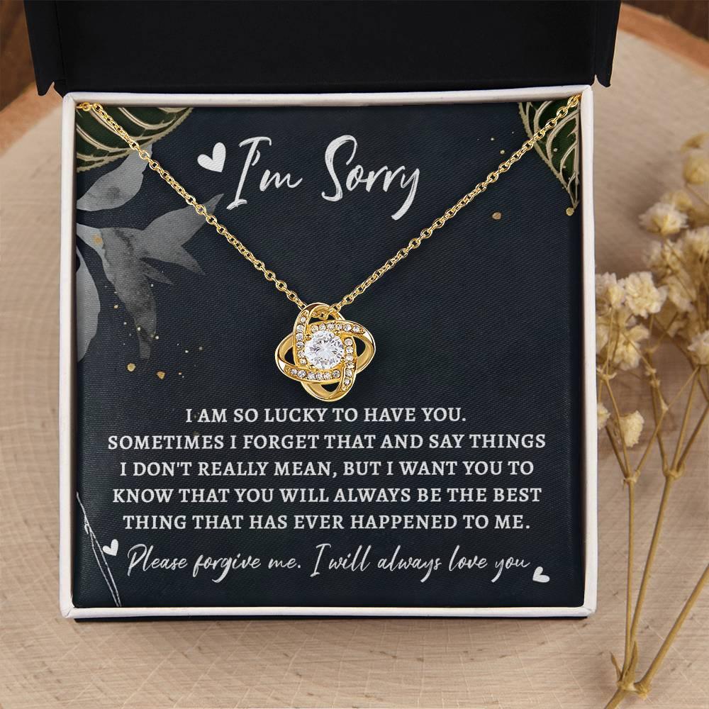 Apology Gift for Girlfriend, Wife, Soulmate - Sorry, The Best Thing - Love Knot Pendant Necklace - Mallard Moon Gift Shop