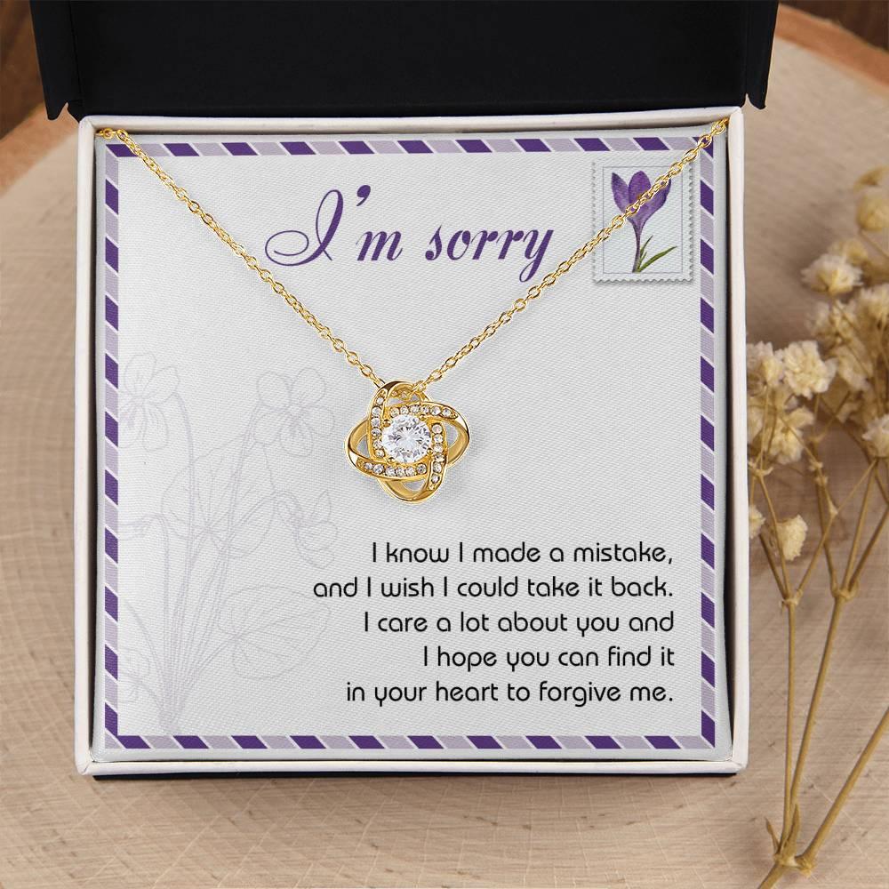 Gift for Girlfriend, Wife - Sorry, Take It Back - Love Knot Pendant Necklace - Mallard Moon Gift Shop