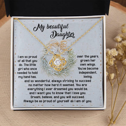 Gift for Daughter - Proud Of Yourself - Love Knot Pendant Necklace - Mallard Moon Gift Shop