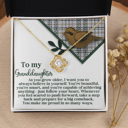 Gift for Granddaughter - A Big Comeback - Love Knot Pendant Necklace - Mallard Moon Gift Shop