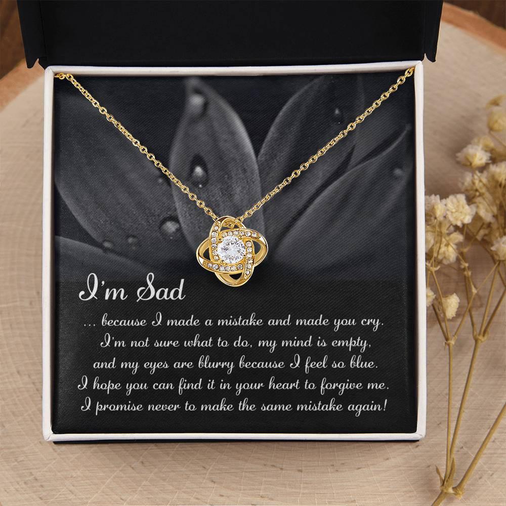 Apology Gift for Girlfriend, Wife, Soulmate - Sorry, Feel So Blue - Love Knot Pendant Necklace - Mallard Moon Gift Shop