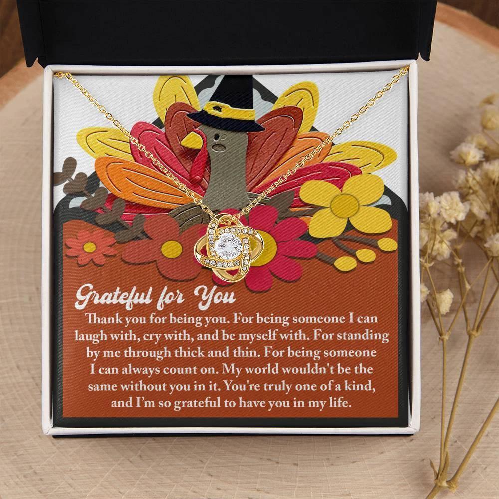 Thanksgiving Gift for Her – “Grateful for You” Necklace with Message Card | Heartfelt Jewelry Gift for Mom, Sister, or Best Friend