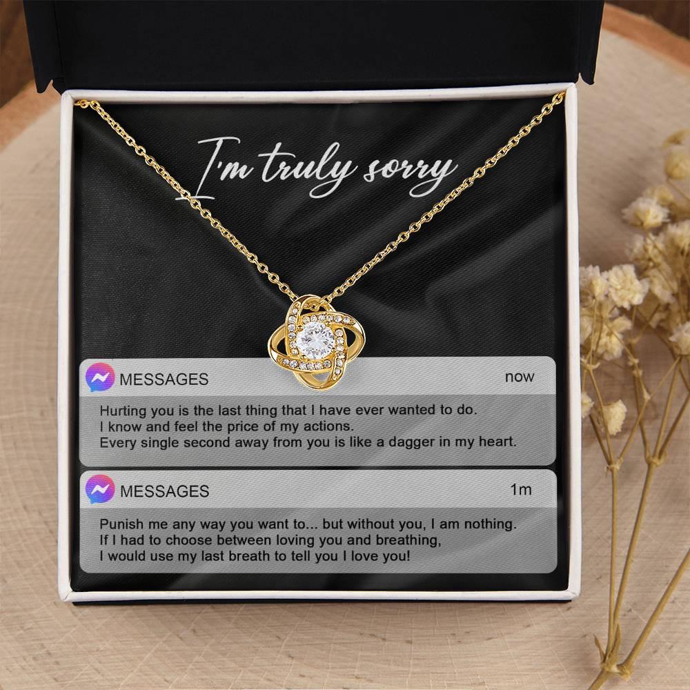 Gift for Girlfriend, Wife - Sorry, Away From You - Love Knot Pendant Necklace - Mallard Moon Gift Shop