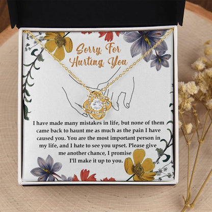 Apology Gift for Girlfriend, Wife, Soulmate- Sorry, Haunt Me - Love Knot Pendant Necklace - Mallard Moon Gift Shop