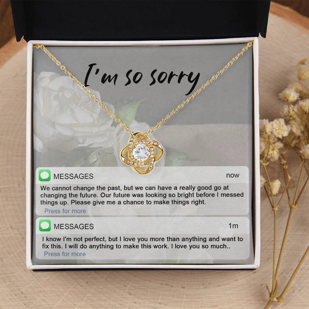 Gift for Girlfriend, Wife - Sorry, I'm Not Perfect - Love Knot Pendant Necklace - Mallard Moon Gift Shop