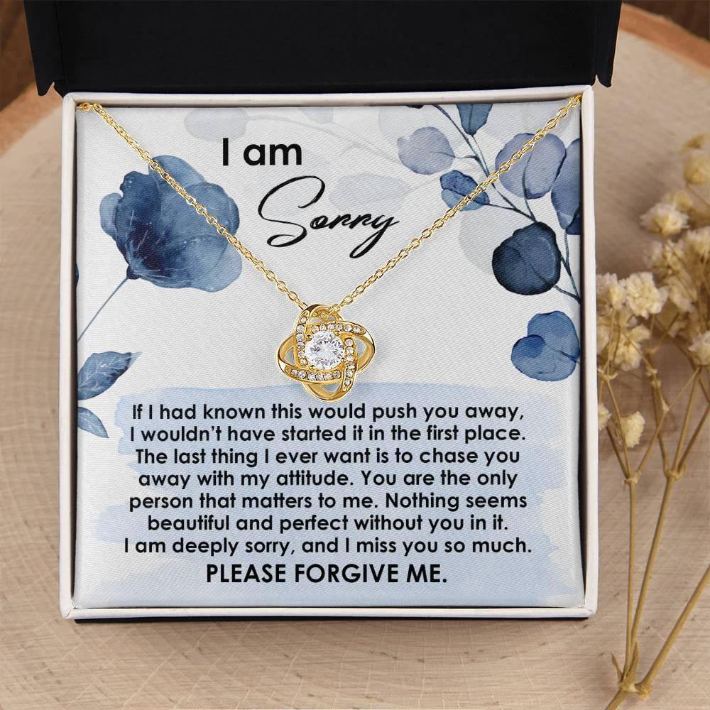 Apology Gift for Girlfriend, Wife, Soulmate - Sorry, Push You Away - Love Knot Pendant Necklace