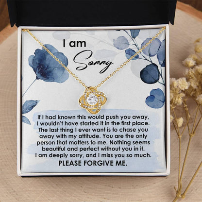 Apology Gift for Girlfriend, Wife, Soulmate - Sorry, Push You Away - Love Knot Pendant Necklace - Mallard Moon Gift Shop