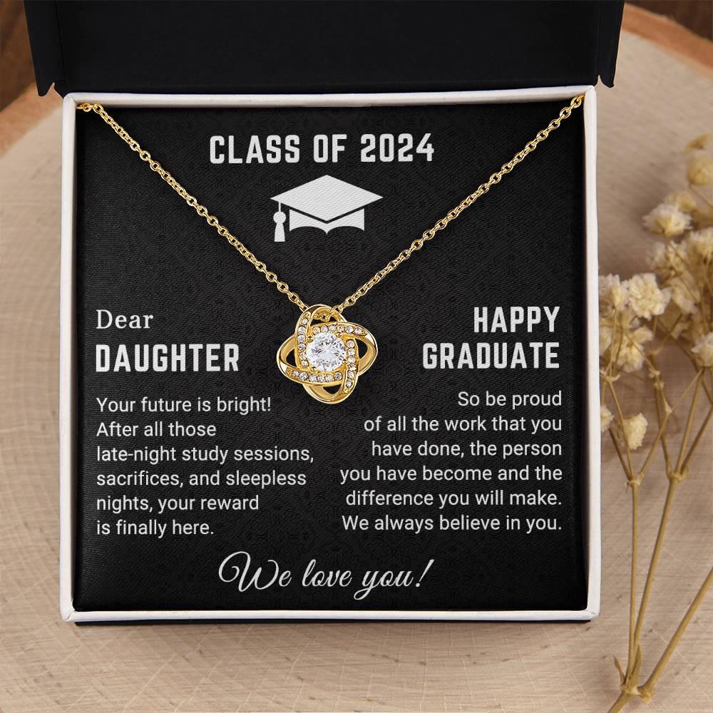 Dear Daughter Your Future is Bright Graduation Class of 2024 Love Knot Pendant Necklace - Mallard Moon Gift Shop