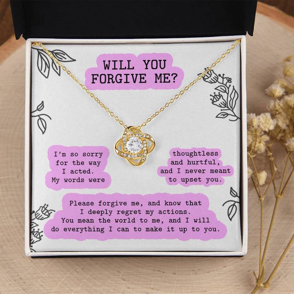 Apology Gift for Girlfriend, Wife, Soulmate - Sorry, Never Meant To Upset You - Love Knot Pendant Necklace
