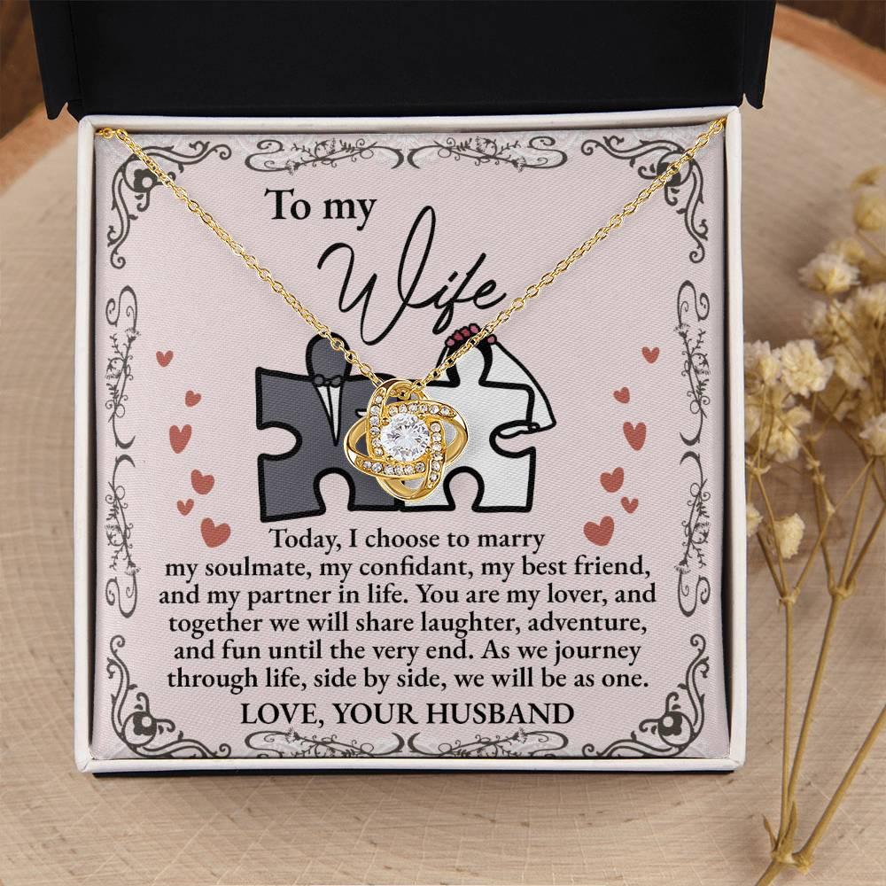 Wife Wedding Day Gift We Will Be As One Love Knot Pendant Necklace - Mallard Moon Gift Shop