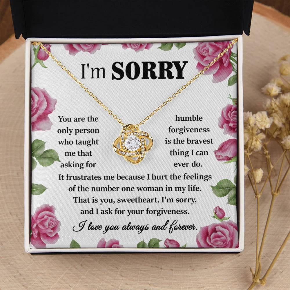Apology Gift for Girlfriend, Wife, Soulmate-Sorry, Your Forgiveness-Love Knot Pendant Necklace