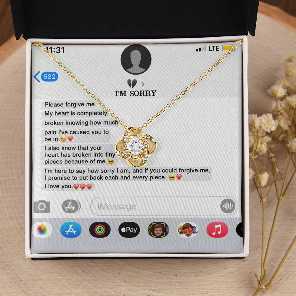 Gift for Girlfriend, Wife - Sorry, Completely Broken - Love Knot Pendant Necklace - Mallard Moon Gift Shop