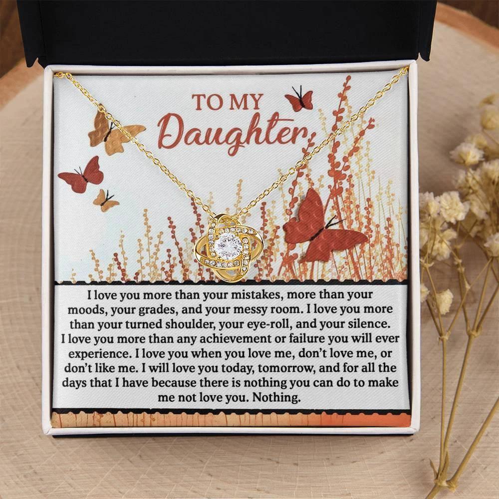 Gift for Daughter - I Love You Today, Tomorrow - Love Knot Pendant Necklace