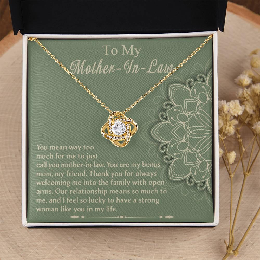 Mother-In-Law Gift - I Feel Lucky to Have A Strong Woman in My Life Love Knot Necklace - Mallard Moon Gift Shop