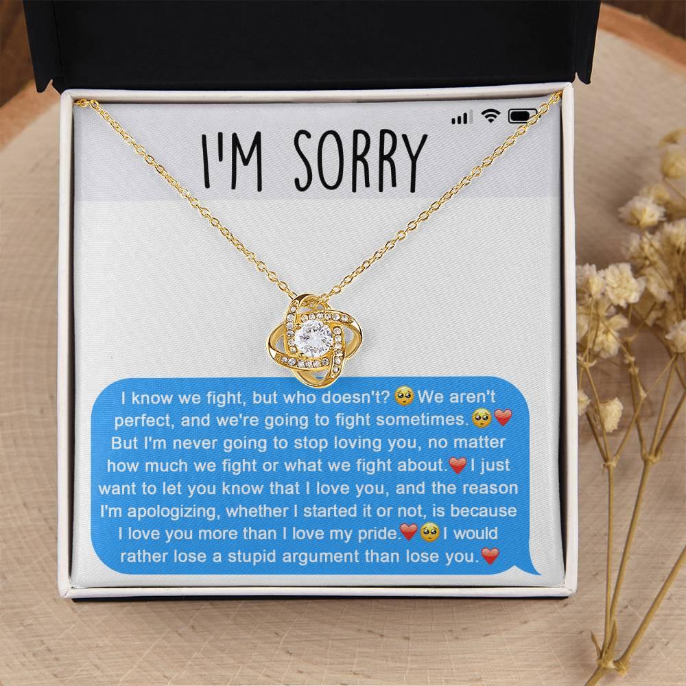Apology Gift for Girlfriend, Wife, Soulmate - Sorry, Stupid Argument - Love Knot Pendant Necklace - Mallard Moon Gift Shop