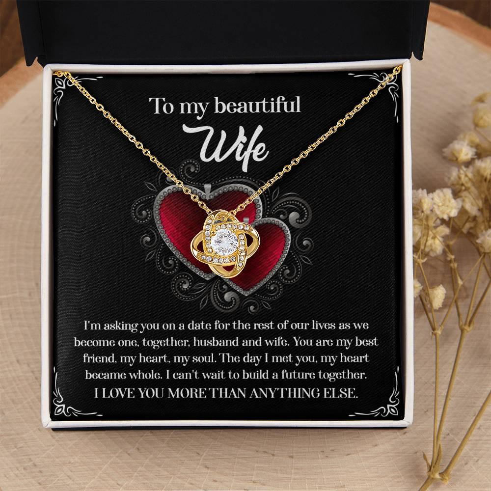 To My Beautiful Wife - My Heart Became Whole Love Knot Pendant Necklace - Mallard Moon Gift Shop