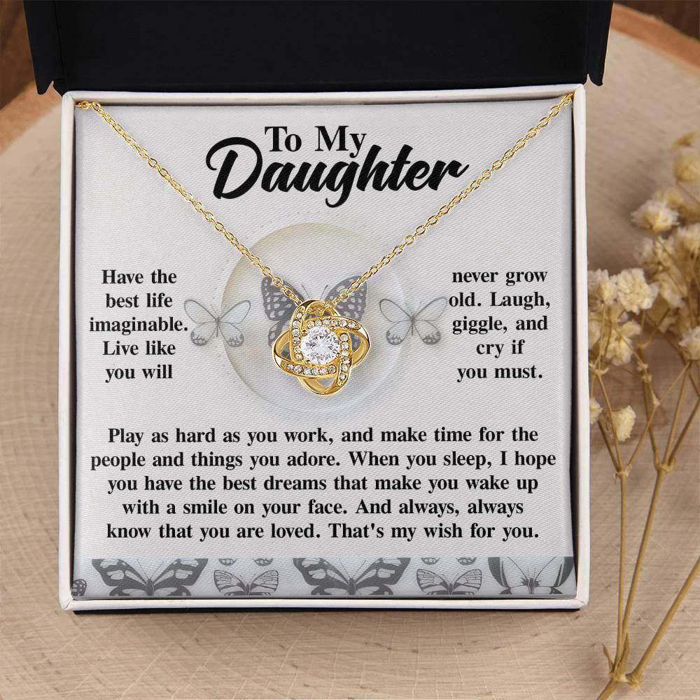 Gift for Daughter - My Wish For You - Love Knot Pendant Necklace