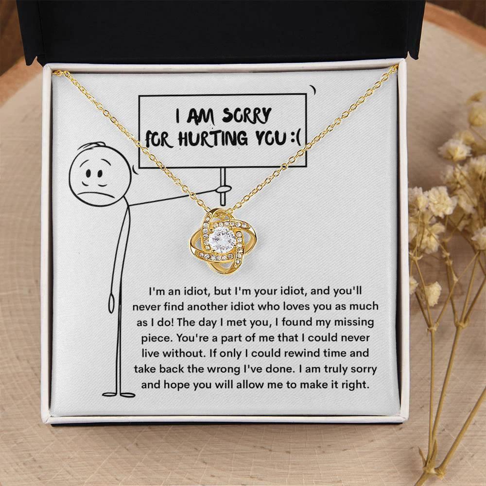 Apology Gift for Girlfriend, Wife, Soulmate - Sorry, Missing Piece - Love Knot Pendant Necklace