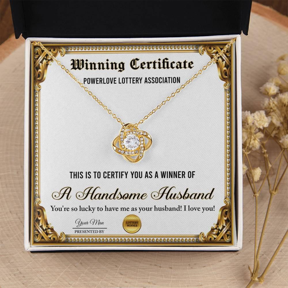 Wife Wedding Day, Anniversary, Birthday Gift - Winning Certificate - Love Knot Pendant Necklace - Mallard Moon Gift Shop