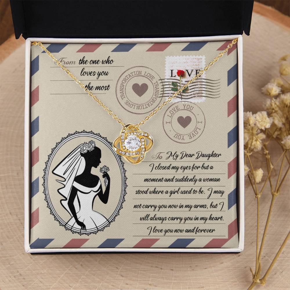 Daughter Wedding Day Gift -I Closed my Eyes Love Knot Pendant Necklace - Mallard Moon Gift Shop