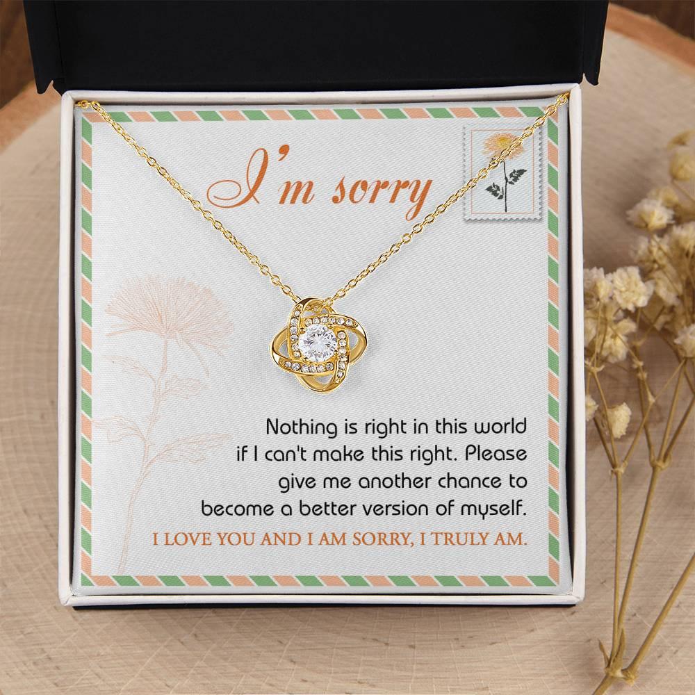 Gift for Girlfriend, Wife-Sorry, Another Chance-Love Knot Pendant Necklace - Mallard Moon Gift Shop