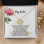 Hey Babe – I’m Sorry Love Knot Necklace | Heartfelt Apology Gift for Partner with Message Card