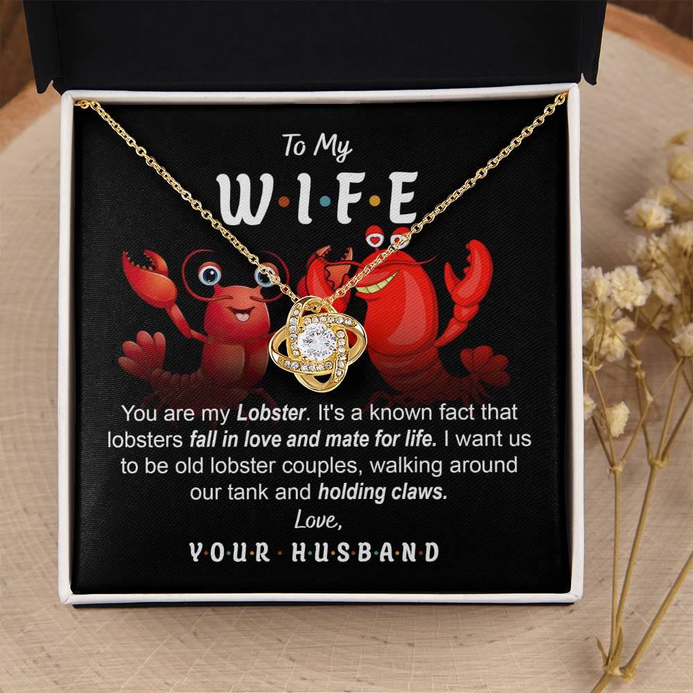 To My Wife - Old Lobster Couples Love Knot Pendant Necklace - Mallard Moon Gift Shop